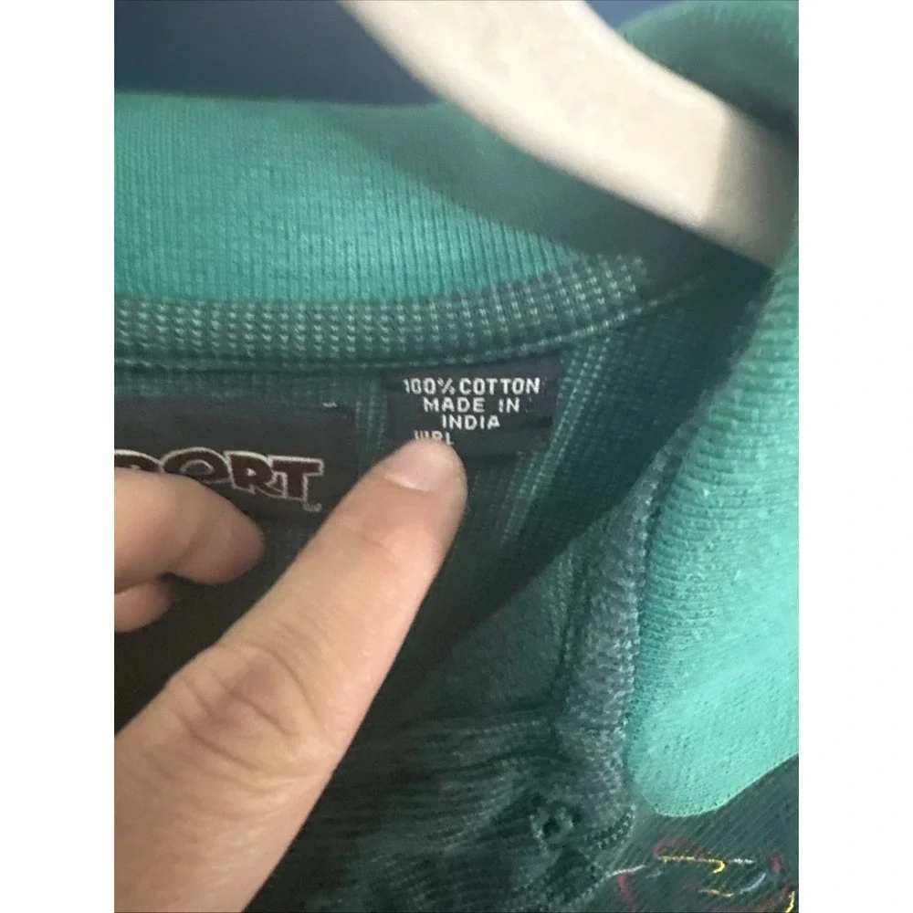 Vintage Jansport Golf Polo Shirt  Mens Size Large Cotton‎ Green Rainbow RARE PGA